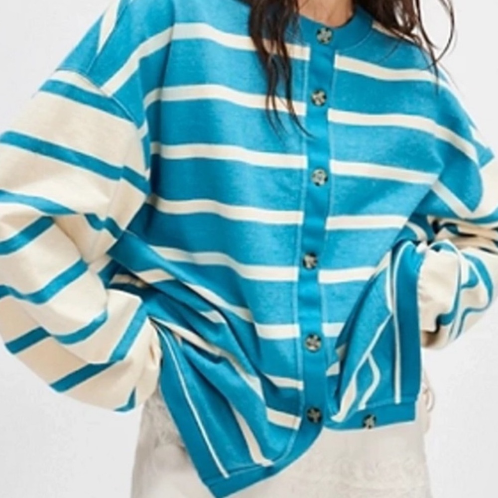 FREE PEOPLE CLASSIC STRIPED CARDIGAN NWOT sz M